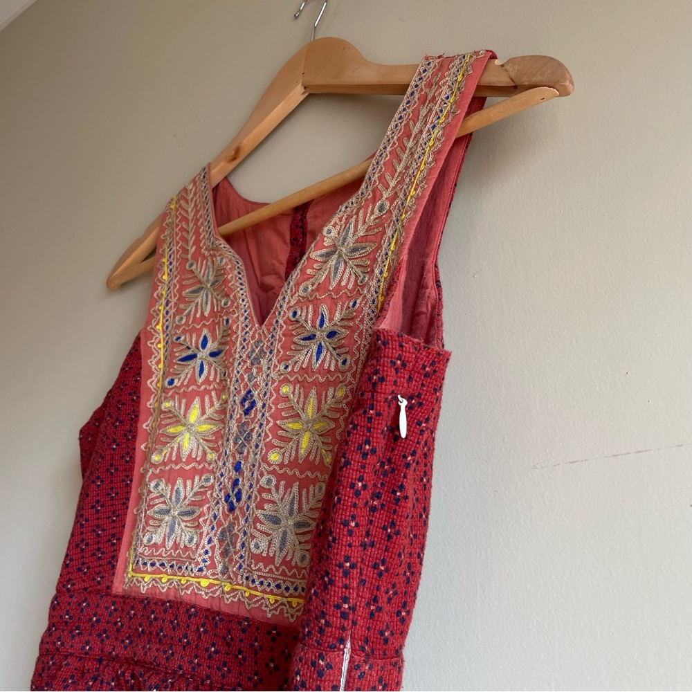 Lucky Brand Embroidered Bohemian Dress Rust Orange Size Small - Picture 5 of 6